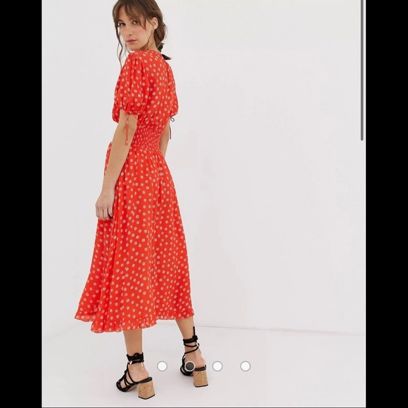 NWOT Cleobella Olivia Midi Dress in Salsa Floral RED/CORAL - SIZE S - Picture 10 of 15